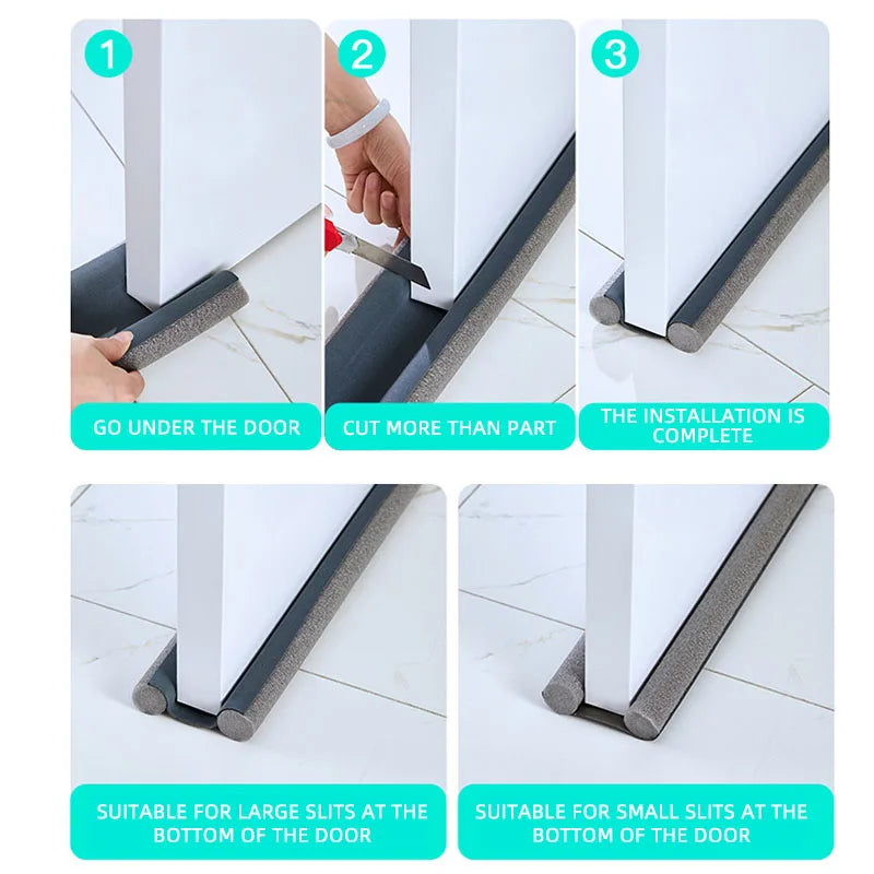 Dedicated Door Bottom Sealing Strip Under Door Draft Stopper Wind Noise Acustic Foam Blocker Insects Door Stopper Holder