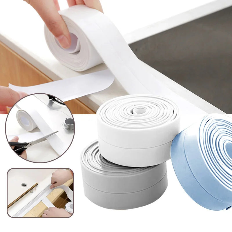 Bathroom Kitchen Waterproof Sealing Tape Strips PVC Self Adhesive